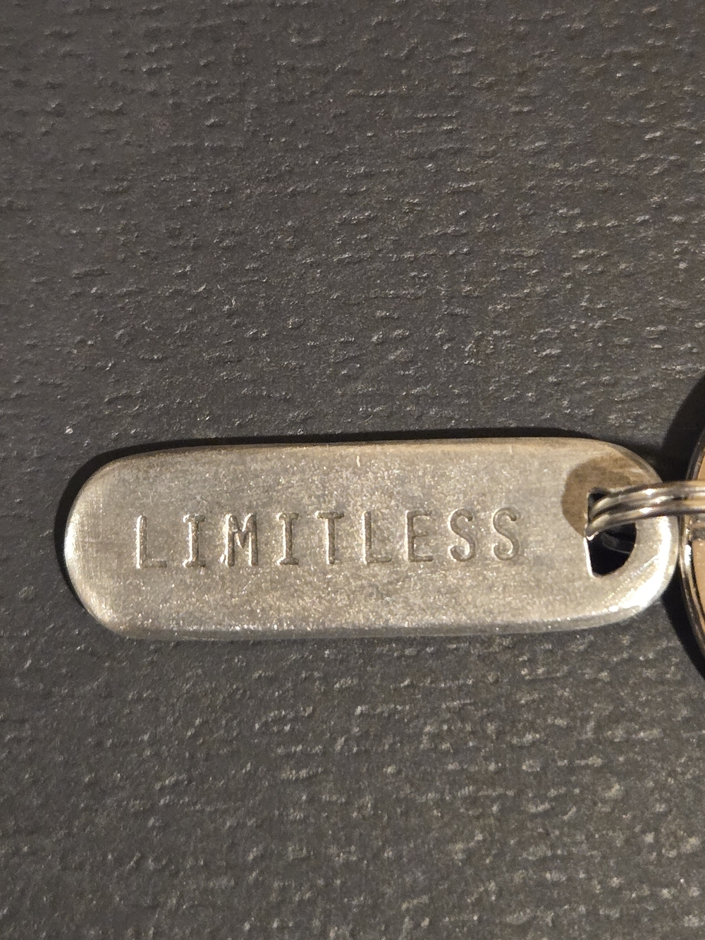 LIMITLESS Rounded Rectangular Pewter Inspirational Keychain - Picture 3 of 5